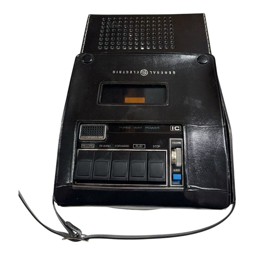 Vintage General Electric 3-5152B Portable Cassette Tape Recorder W/ Case READ